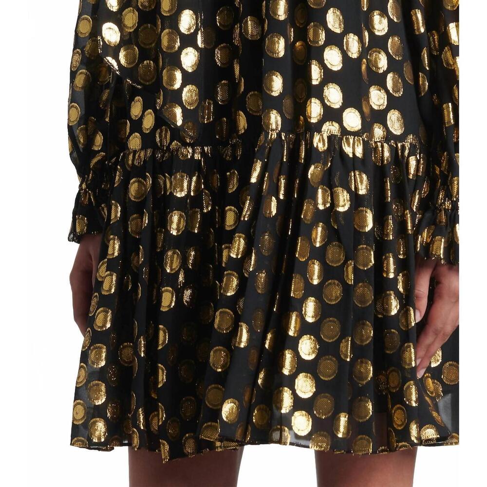 NEW ULLA JOHNSON loretta silk long sleeve mini dress in obsidian - Picture 3 of 4